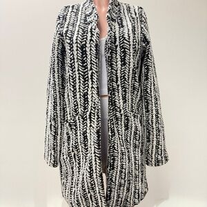 Tonia Debellis Black and White Knit Coat Cardigan